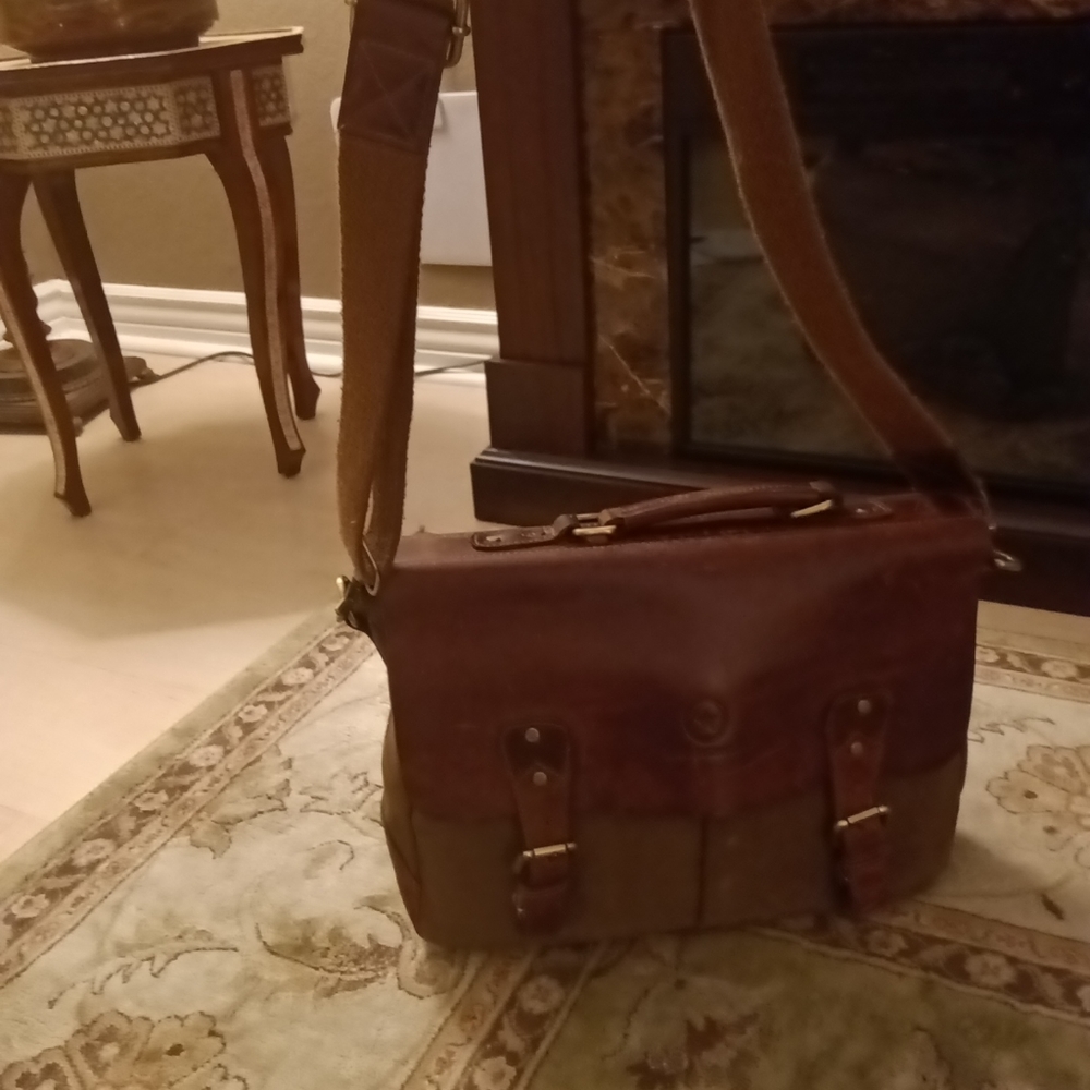 Aaron canvas leather crossbody bag